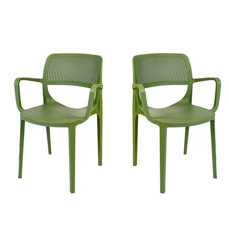 RAINBOW OUTDOOR Mila Set of 2 Stackable Armchair-Green RBO-MILA-GRE-AC-SET2